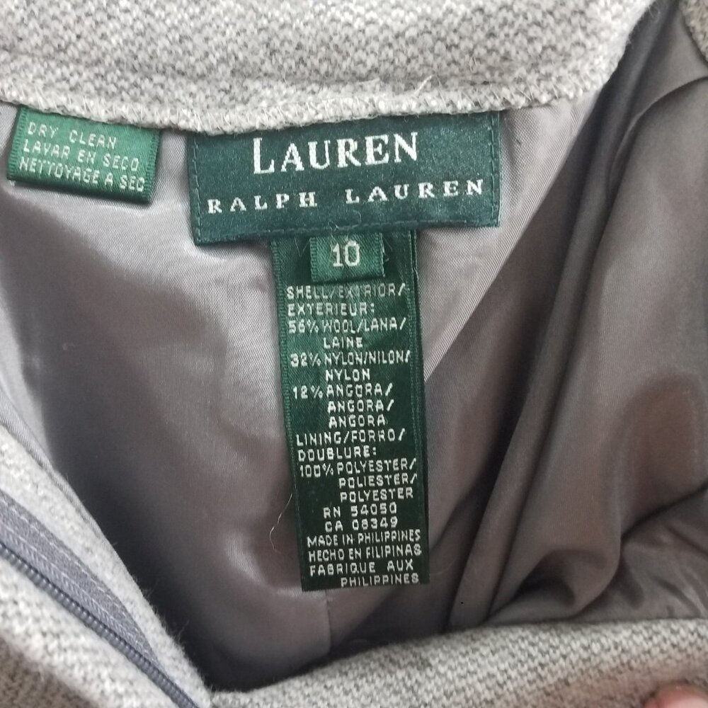 LAUREN RALPH LAUREN Tweed Wool Blend Front Zipper Gray straight skirt Size 10 - Picture 4 of 8